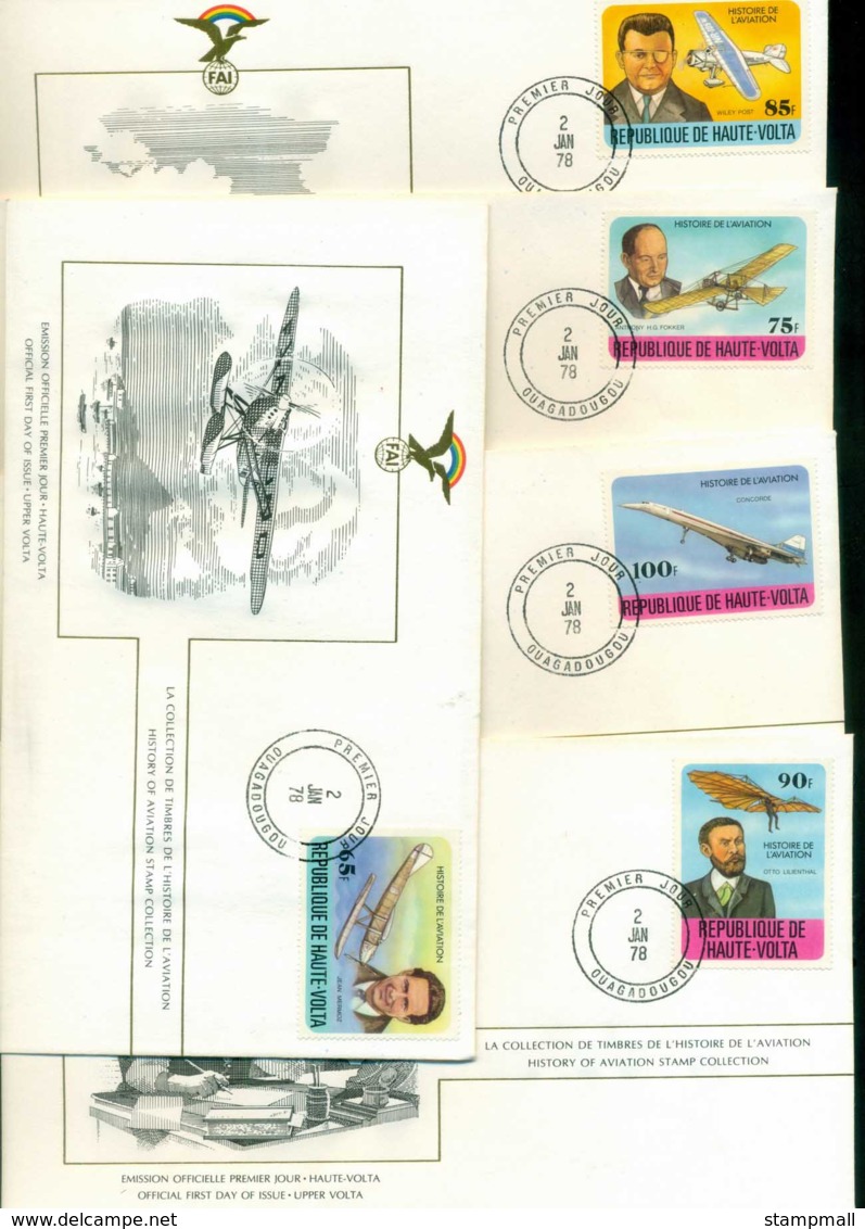 Upper Volta 1978 History Of Aviation, FAI 5xFDC Lot79574 - Obervolta (1958-1984)