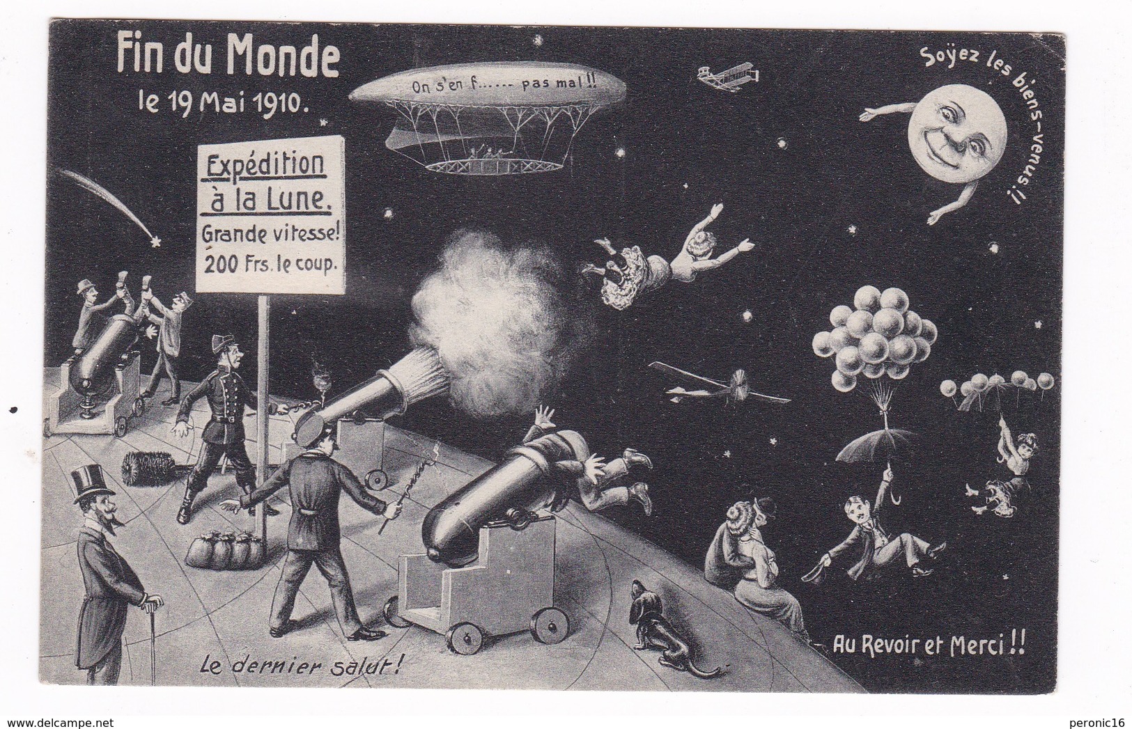 Rare CPA Carte Officielle De Souvenir De La Fin Du Monde, Passage De La Comète De Halley, Fin Du Monde, 19 Mai 1910 - Sonstige & Ohne Zuordnung