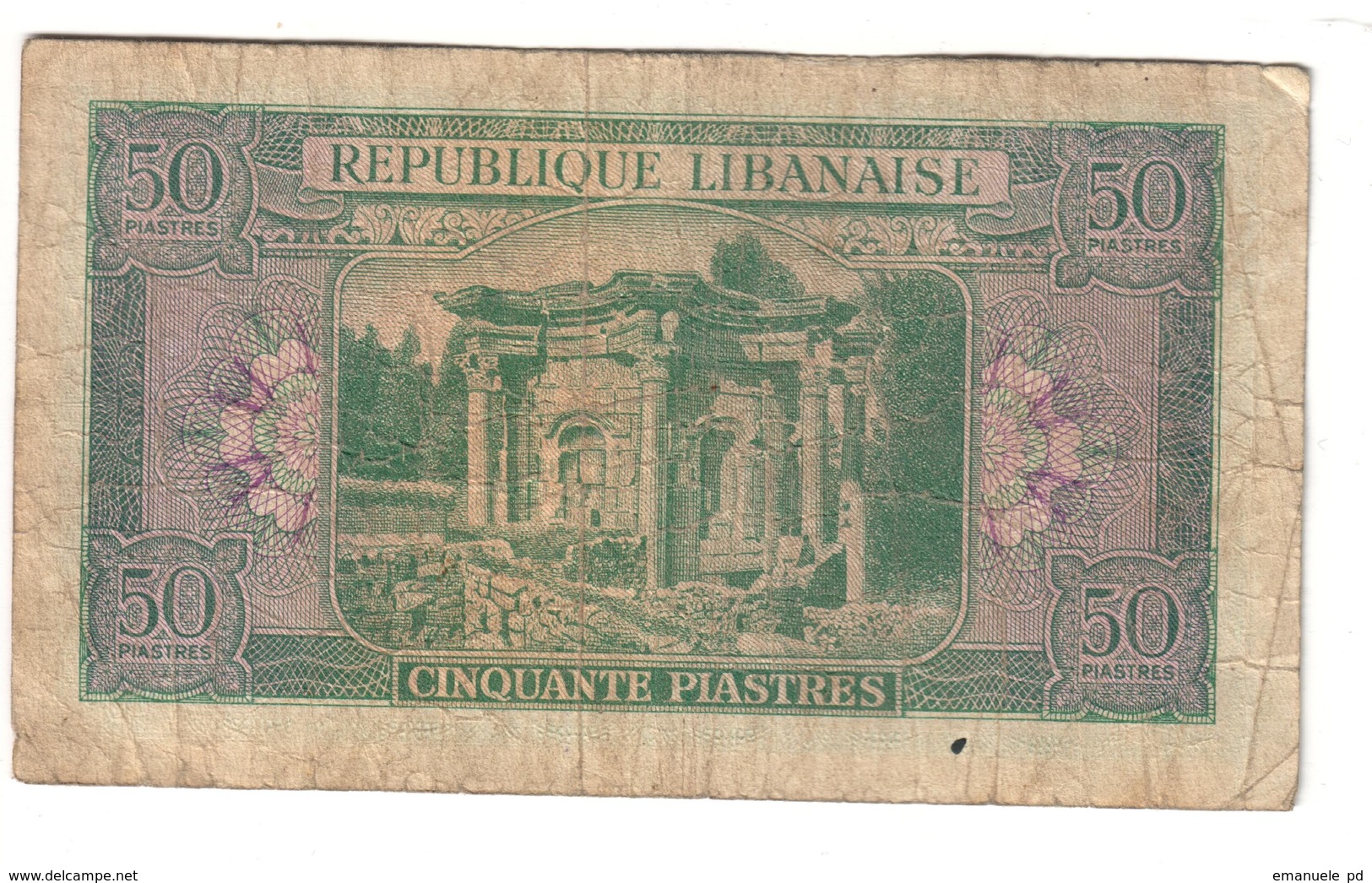 Lebanon 50 Piastres 1948 .J. - Líbano