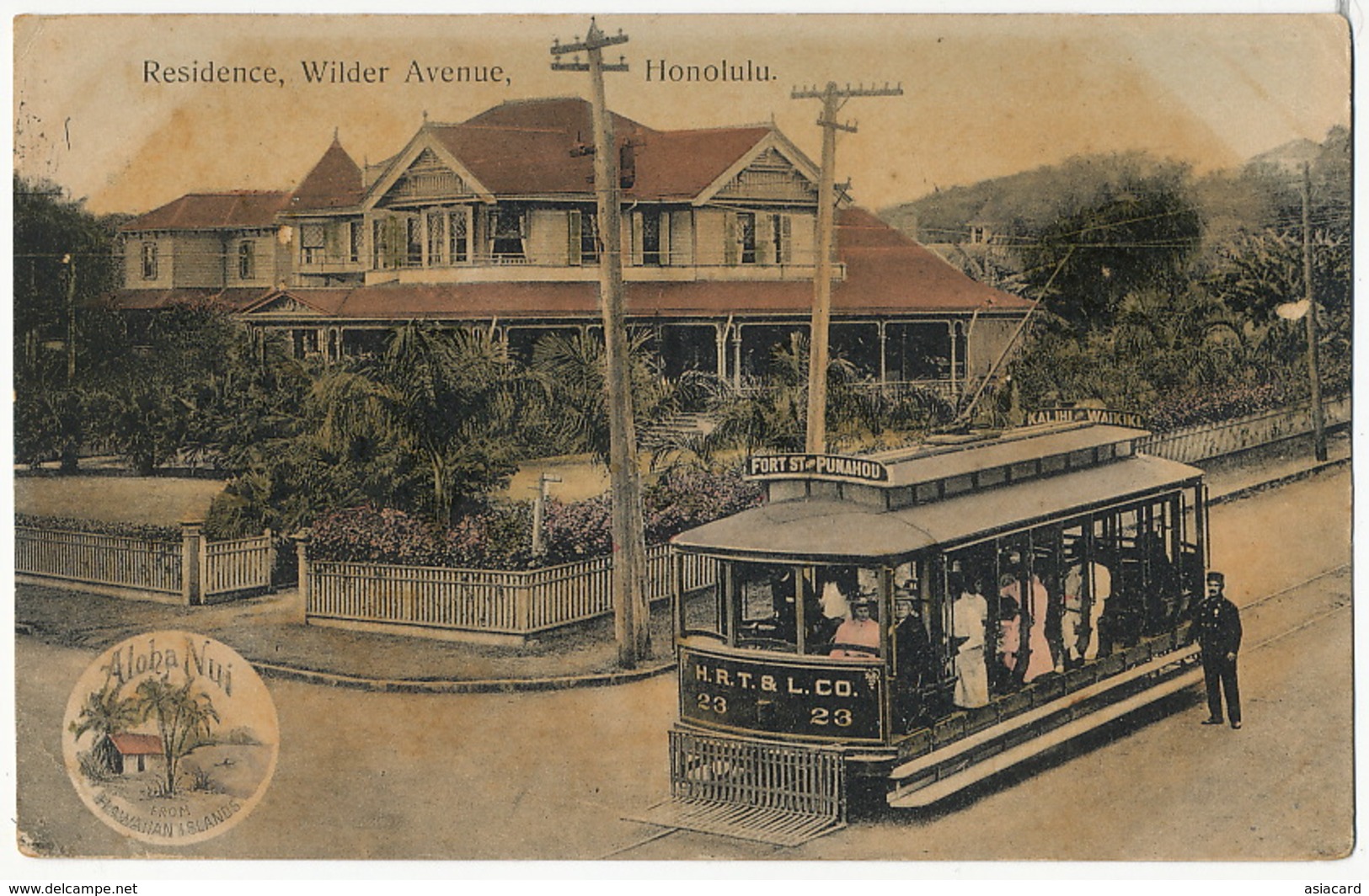Aloha Nui   Residence , Wilder Avenue Honolulu Tram Close Up   No 179 Curio Honolulu Used 1909 To Cienfuegos Cuba - Honolulu