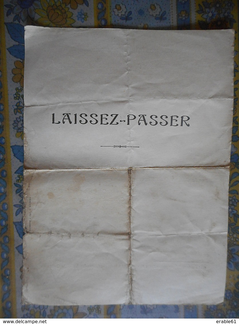 LAISSEZ PASSER PERMANENT Département De La Mayenne 1914 - Documents