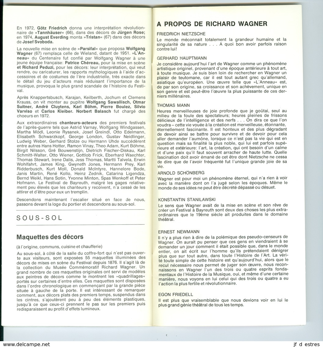 Musée Richard Wagner Bayreuth 1979 ? par Manfred Eger Cplaquette oblongue 60 p. nbres illustrations