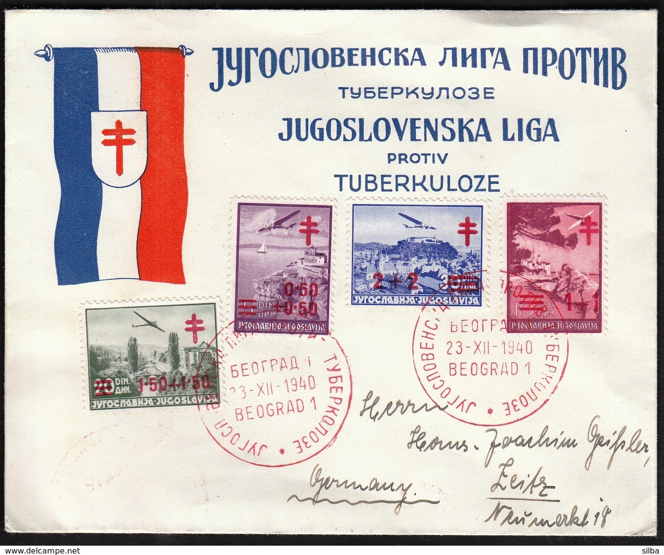 Yugoslavia Belgrade 1940 / Yugoslav League Against Tuberculosis / Jugoslovenska Liga Protiv Tuberkuloze / Red Cross - Medizin