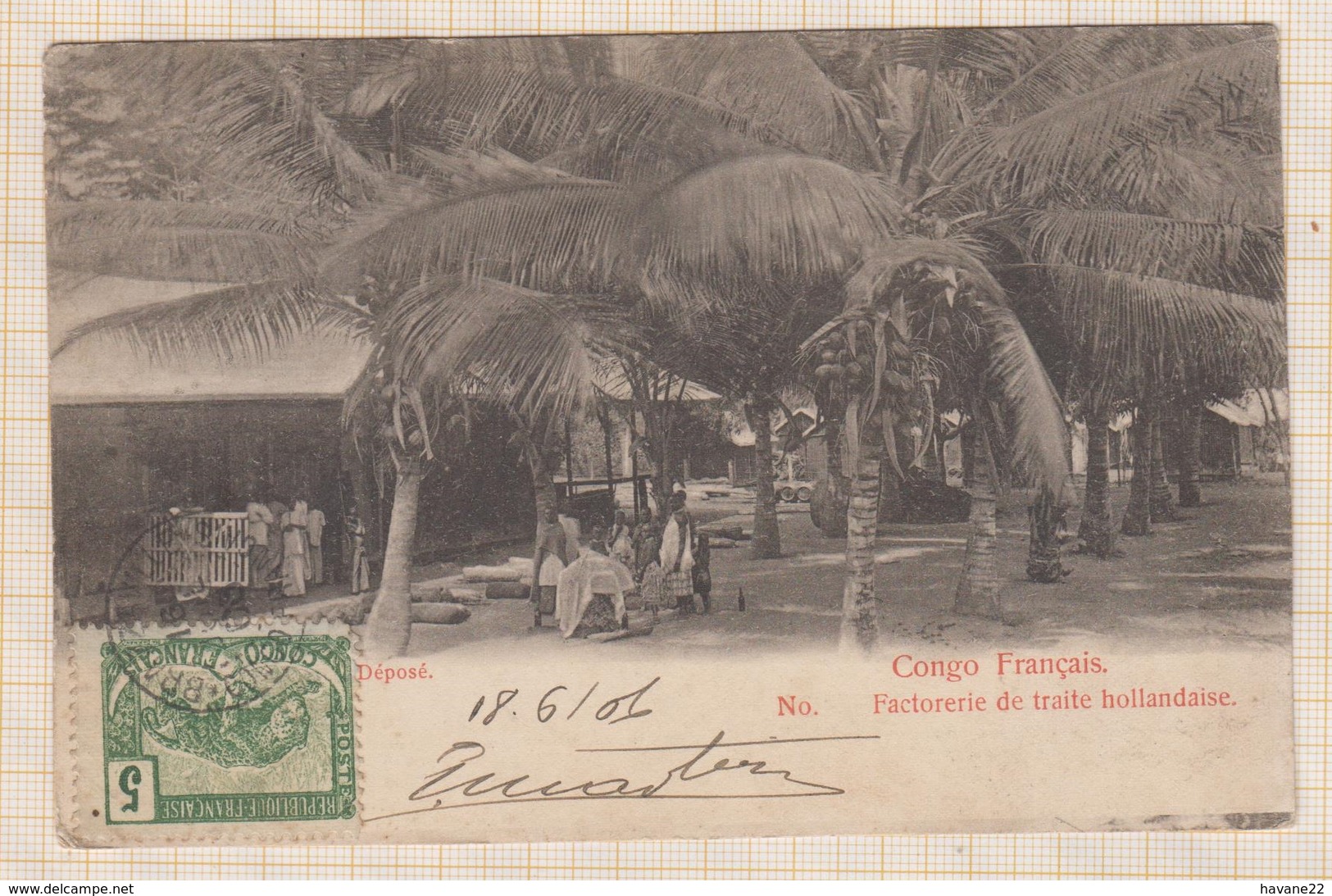 8AK2895 CONGO FRANCAIS FACTORERIE DE TRAITE HOLLANDAISE 1906  2 SCANS - Congo Français