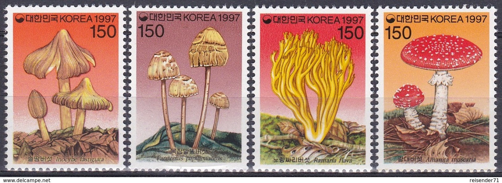 Südkorea South Korea 1997 Natur Pilze Mushrooms Fliegenpilz Fly Amanita Korallenpilz, Mi. 1933-6 ** - Korea (Süd-)