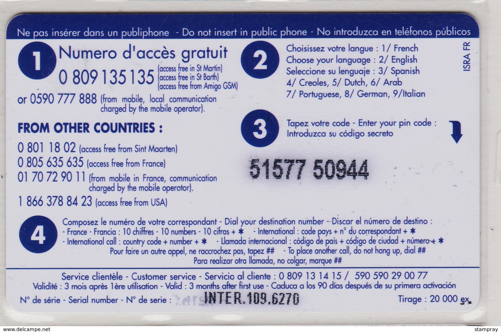 Antilles Françaises InterCard Dauphin 8 Euros 2 Scans N° 22 - Antilles (Françaises)