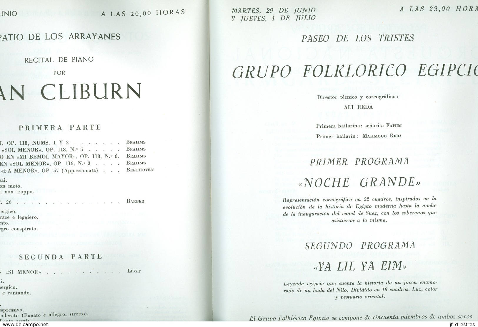 XIV Festival De Granada 1965 Programme Détaillé - Autres & Non Classés