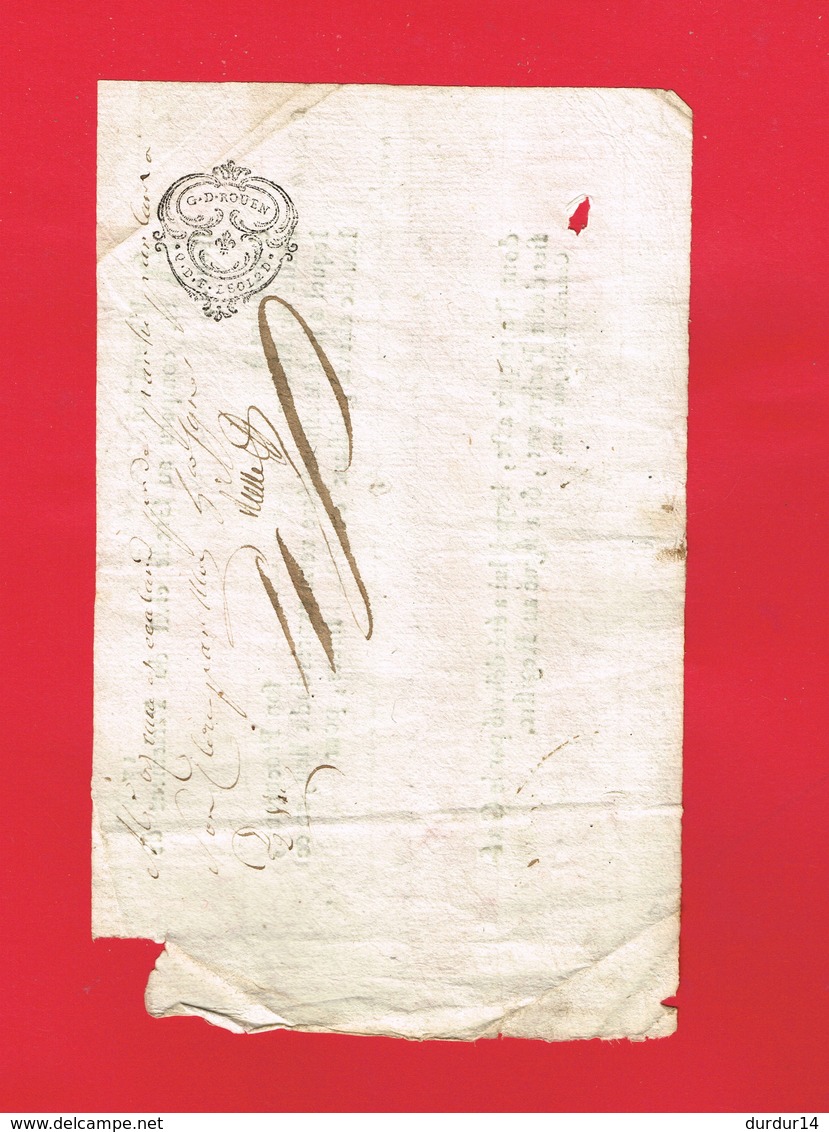1 Document ... Greffe Du Parlement De ROUEN En 1781 Cachet De Généralité De Rouen - Matasellos Generales