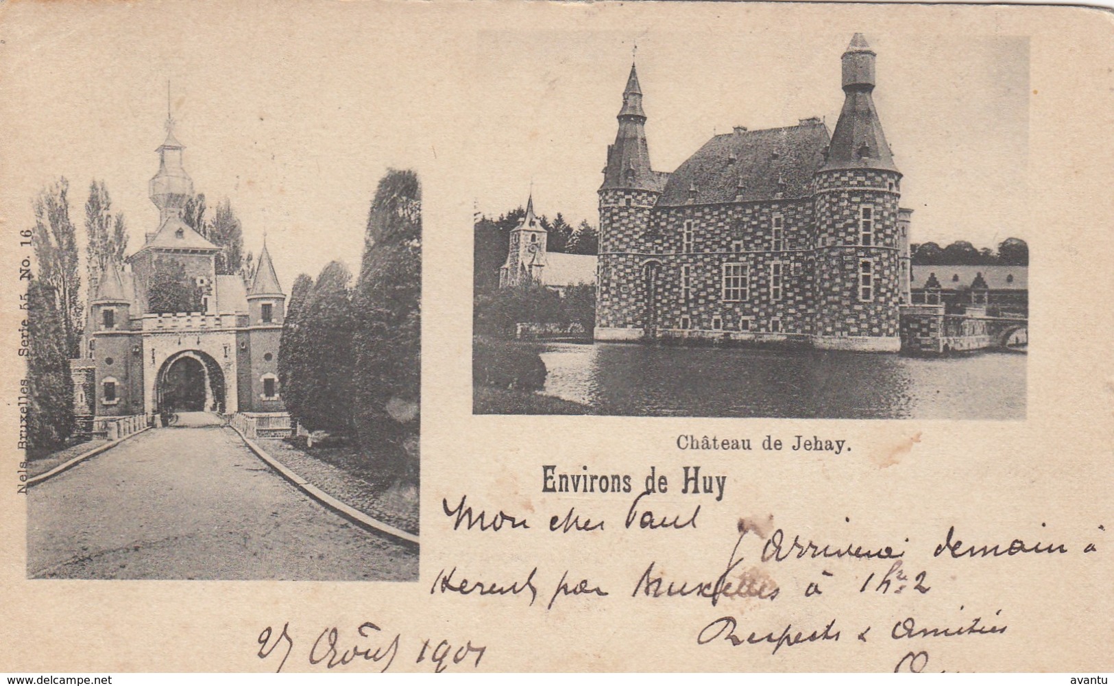 HUY / LE CHATEAU DE JEHAY  / ENTREE ET VUE SUR LE CHATEAU  1901 - Hoei