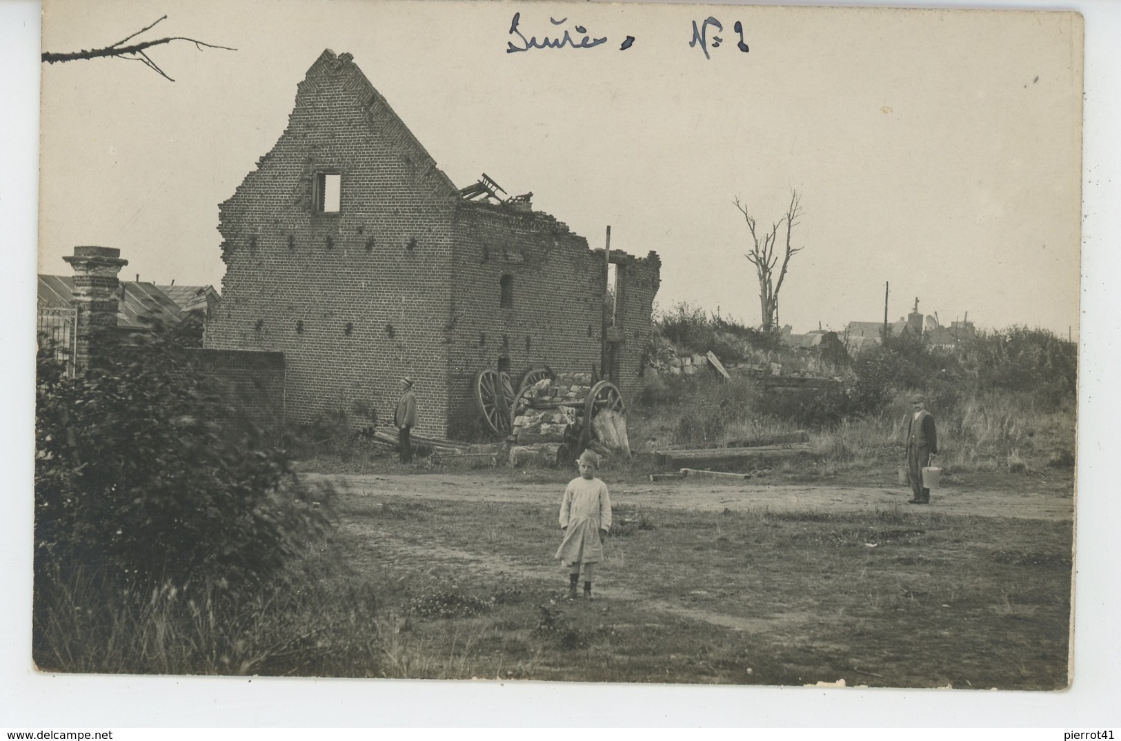 GUERRE 1914-18 - FLAUCOURT - Belle Carte Photo Animée Du Village En Ruines - Autres & Non Classés