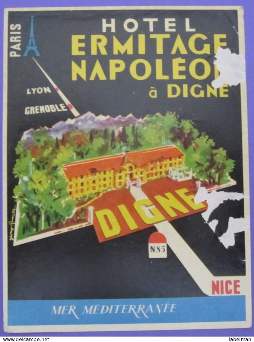 HOTEL AUBERGE ERMITAGE NAPOLEON DIGNE NICE FRANCE DECAL STICKER LUGGAGE LABEL ETIQUETA ETICHETTA ETIQUETTE AUFKLEBER - Hotelaufkleber