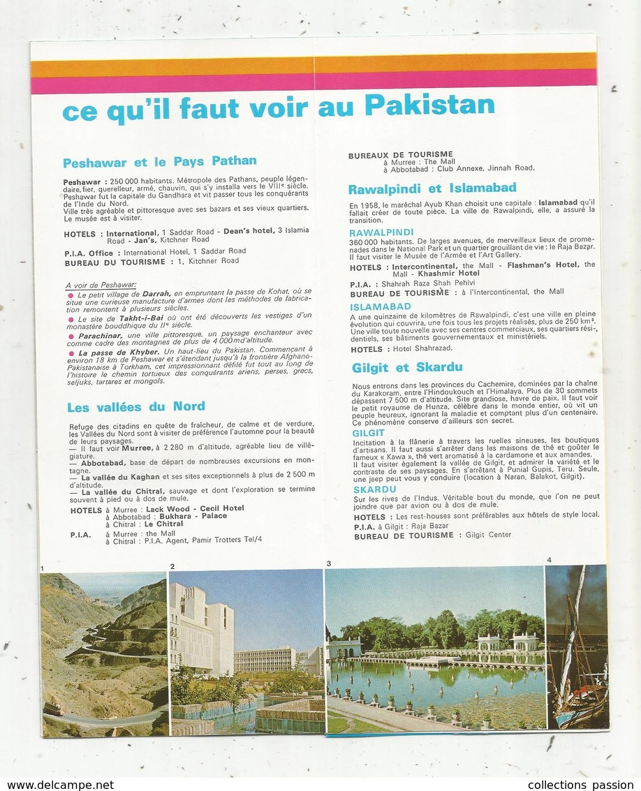 Dépliant Touristique ,PAKISTAN , Pakistan International Airlines ,14 Pages, 3 Scans ,frais Fr 1.65 E - Dépliants Touristiques