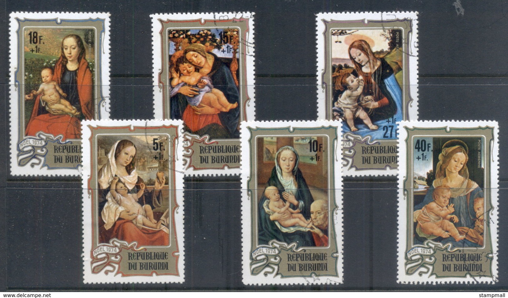 Burundi 1974 Xmas, Paintings, Madonna, Surch. CTO - Other & Unclassified