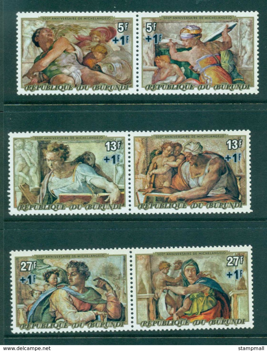 Burundi 1975 Paintings From Sistine Chapel Surch (3pr) MUH Lot41562 - Other & Unclassified