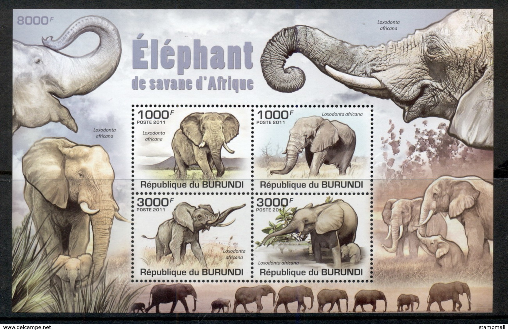 Burundi 2011 African Wildlife Elephant MS MUH - Other & Unclassified