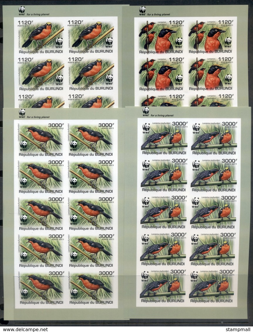 Burundi 2011 WWF Birds, Papyrus Bird IMPERF 4xsheetlet MUH - Other & Unclassified