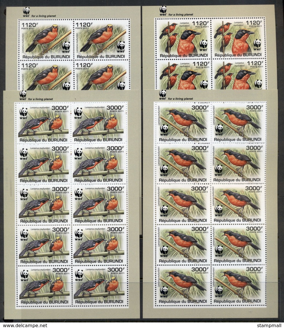 Burundi 2011 WWF Papyrus Gonoale Birds 4x Sheetlet MUH - Other & Unclassified