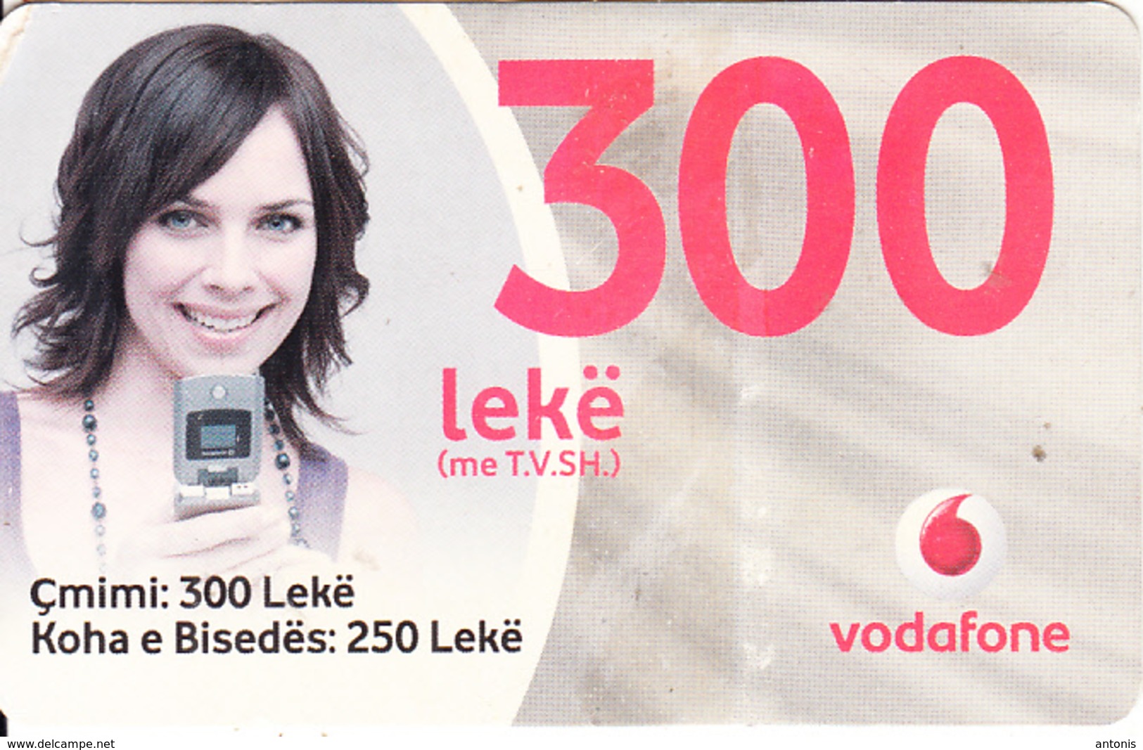 ALBANIA - Girl On Phone, Vodafone Prepaid Card 300 Leke(white Pin), Used - Albania
