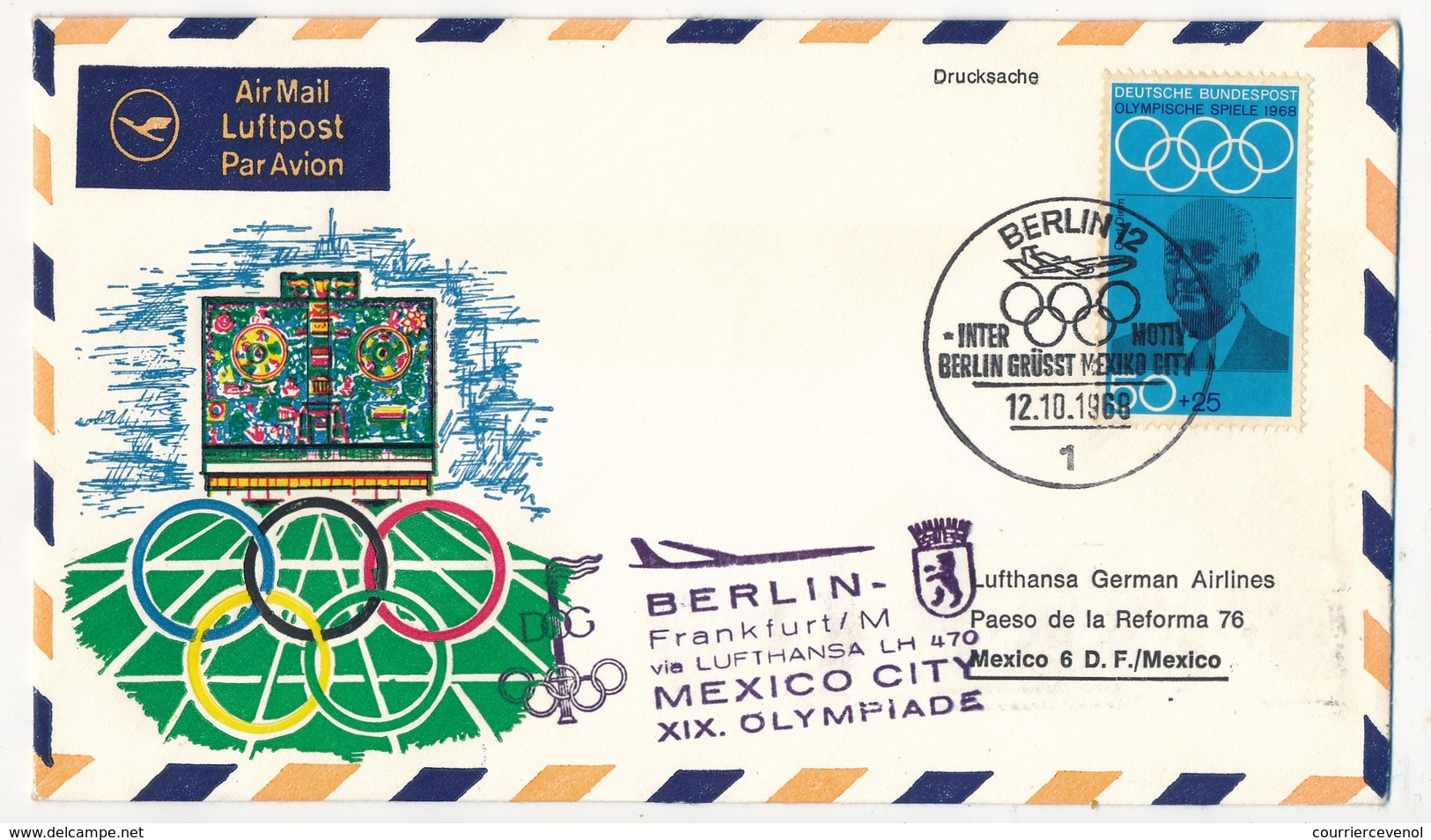ALLEMAGNE / MEXIQUE - Trois Enveloppes VOL SPECIAL BERLIN MEXICO Et RETOUR - 12.10.1968 - Estate 1968: Messico