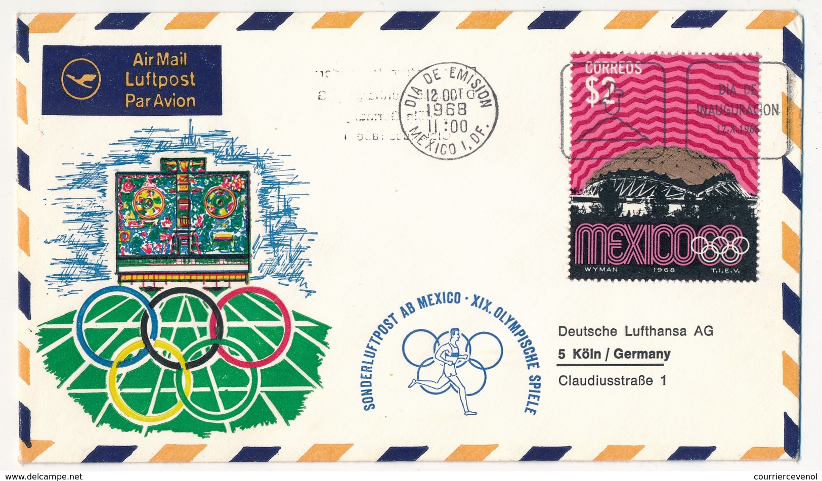 ALLEMAGNE / MEXIQUE - Trois Enveloppes VOL SPECIAL BERLIN MEXICO Et RETOUR - 12.10.1968 - Ete 1968: Mexico