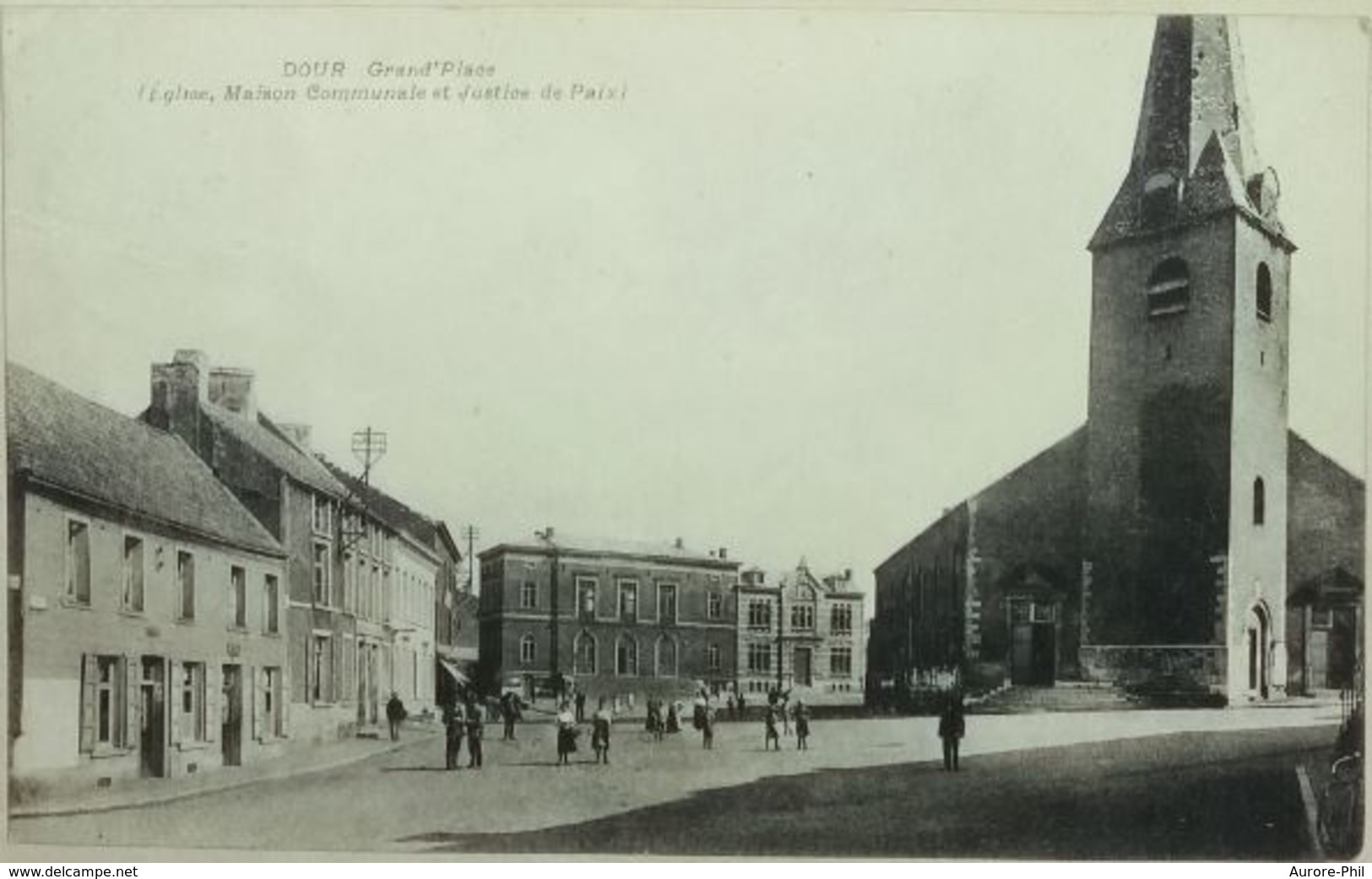 Dour Grand Place Eglise, Maison Communale, Justice De Paix - Dour