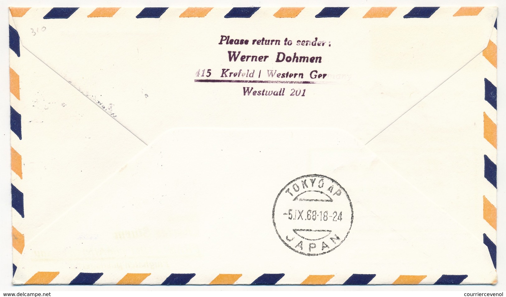 ALLEMAGNE / JAPON - Premier Vol Lufthansa DUSSELDORF - TOKYO Et Retour - Par Le Pôle - 4.9.1968 - Lettres & Documents