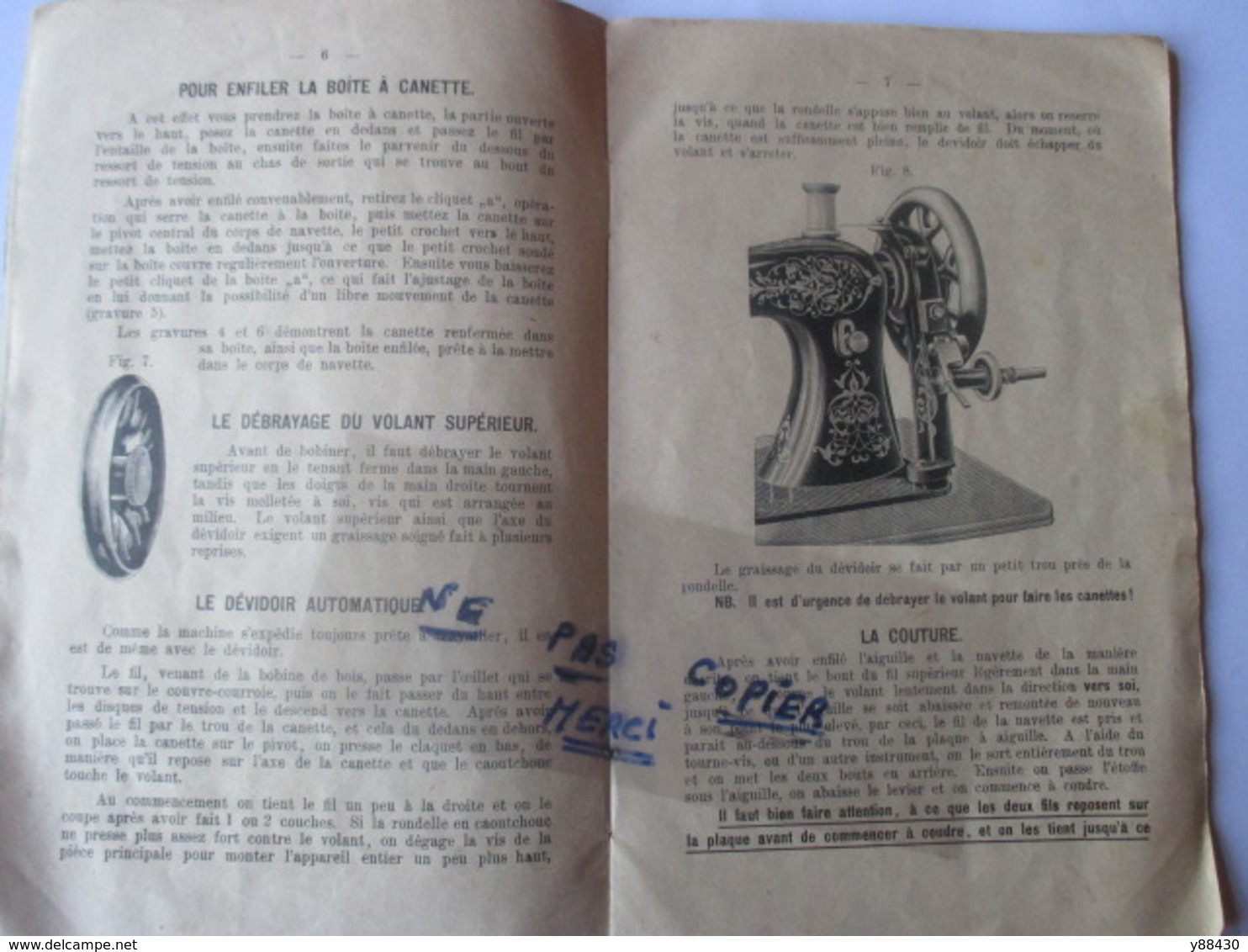 Livret Instructions MACHINES à COUDRE à NAVETTE OSCILLANTE Et CANETTE CENTRALE - Année Début 1900  - 22 Pages - 9 Photos - Machines
