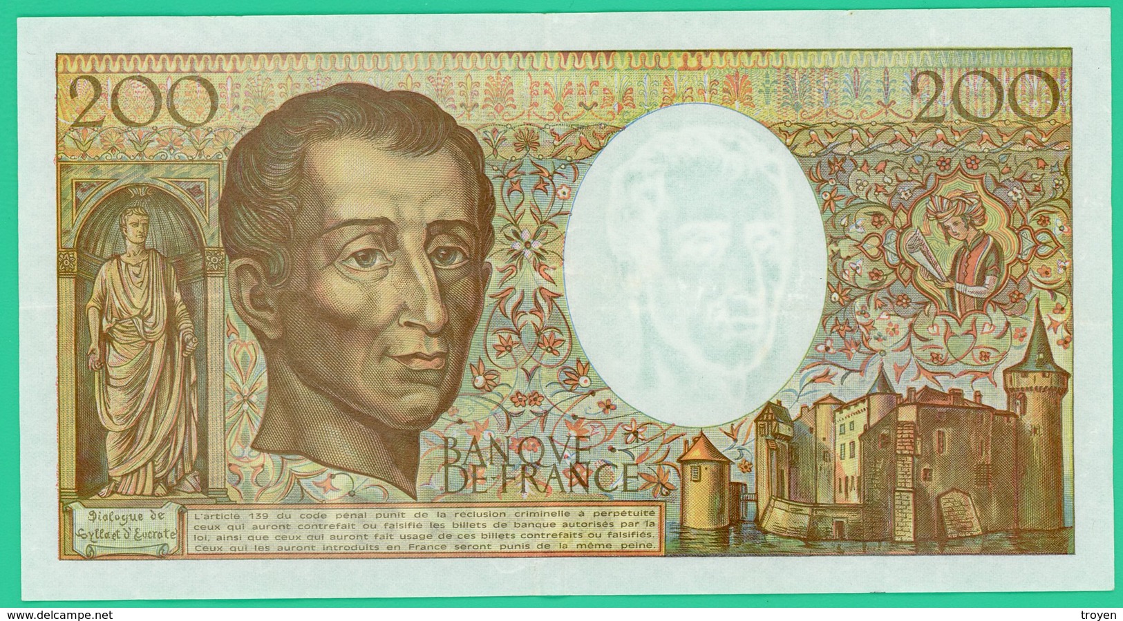 200 Francs -  France -  Type  Montesquieu - N°  T.148 531821     1992  - TB+ - - 200 F 1981-1994 ''Montesquieu''