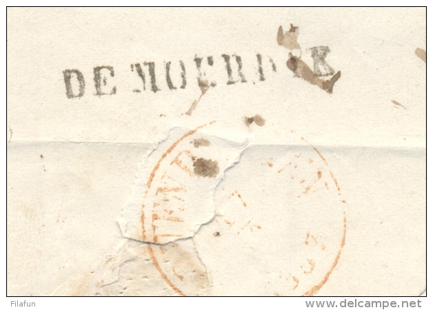 Nederland - 1853 - Gevouwen Envelop Van DE MOERDIJK Via BREDA Naar Klundert - ...-1852 Precursori