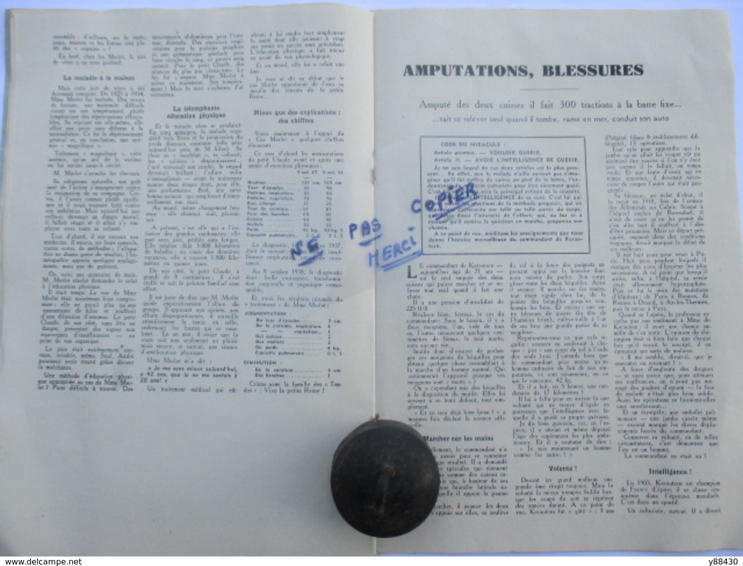 Livret étonnant..! - MIRACLES - GUERISONS PAR LA CULTURE PHYSIQUE par F. LOMAZZI - Année début 1900 -36 pages -18 photos