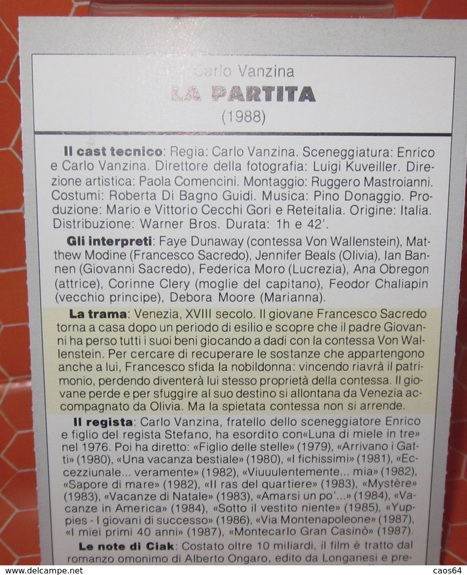 LA PARTITA CIAK MINI LOCANDINA - Manifesti & Poster