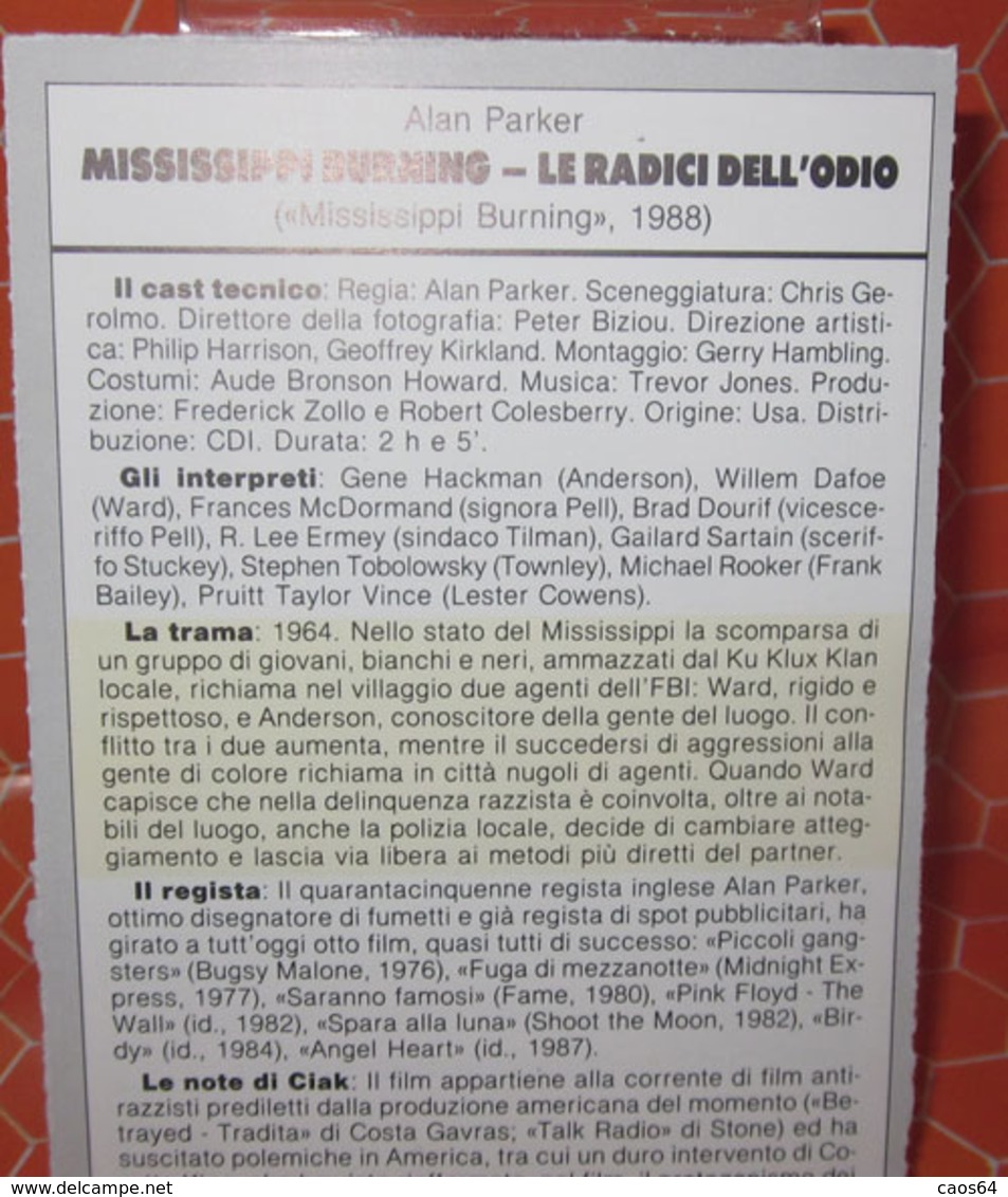 MISSISSIPI BURNING LE RADICI DELL'ODIO CIAK MINI LOCANDINA - Posters