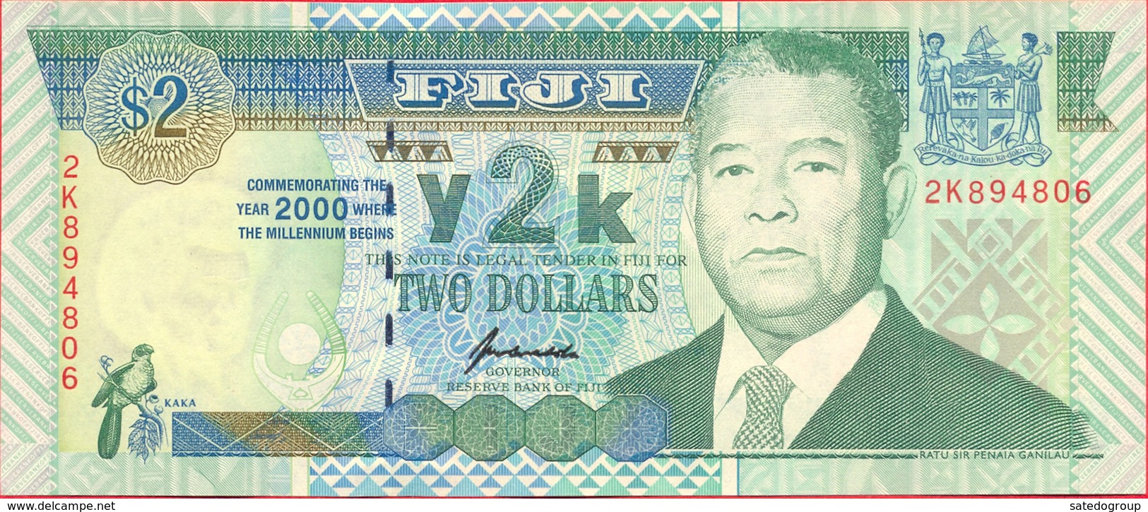 Fiji 2 Dollars 2000 UNC P- 102 < "MIllennium" Commemorative Issue - Figi