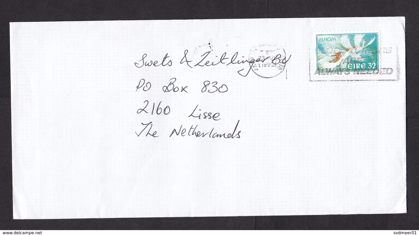 Ireland: Cover To Netherlands, 1992, Fairy Tale, Swan, Bird, Europa (traces Of Use) - Brieven En Documenten