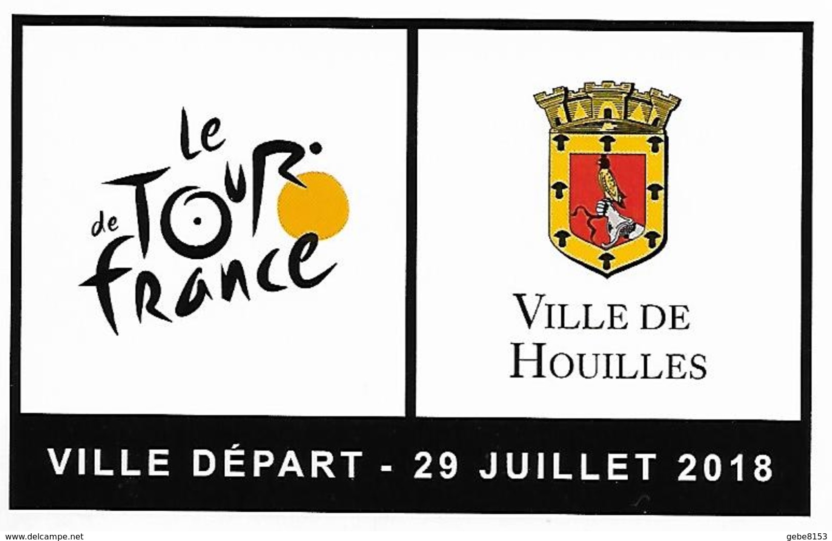 Tour De France 2018 - Autocollant Houilles Ville Départ Vélo Sport Cyclisme Cycliste Armoiries Blason Faucon Rapace - Cyclisme