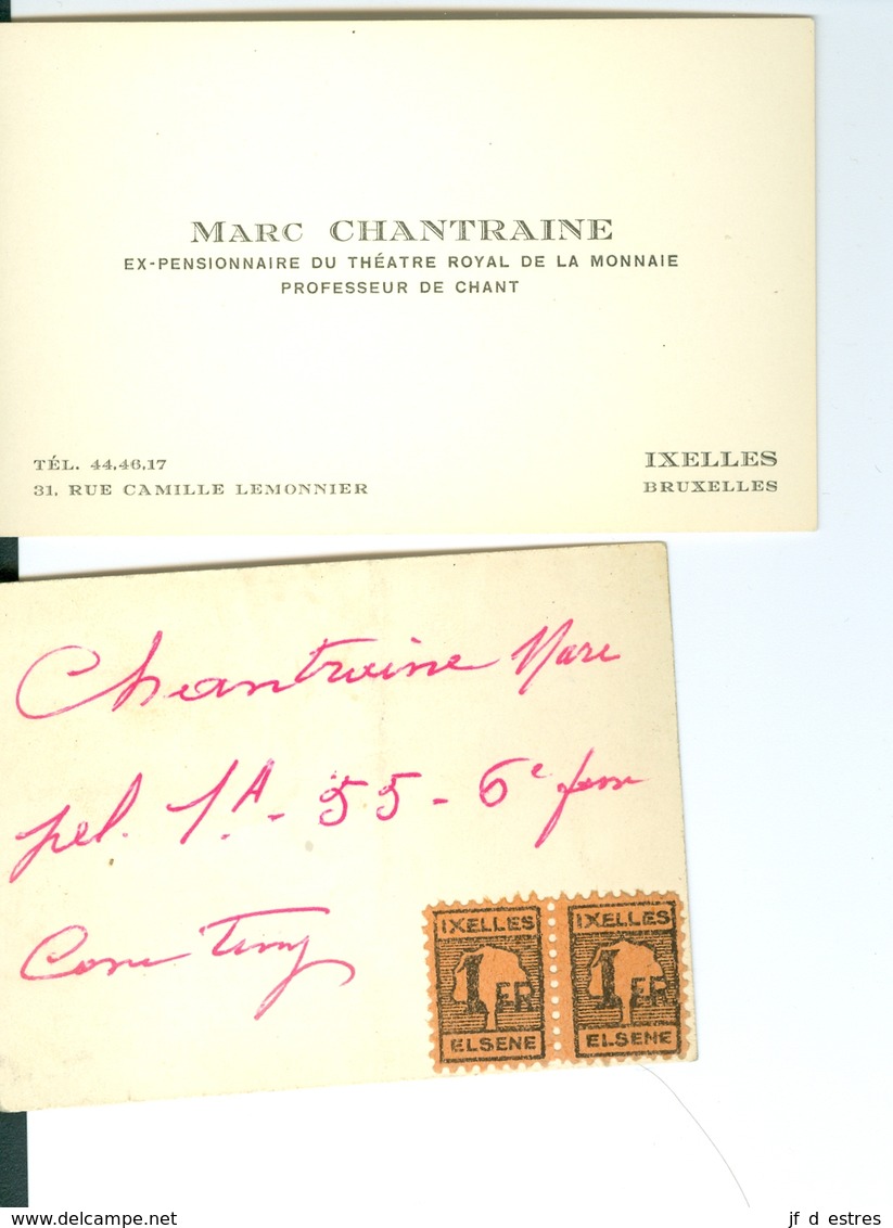 Courrier Relatif à Marc Chantraine Chanteur Lyrique Pensionnaire Du Théâtre Royal De La Monnaie 1950, 1952, 1985 - Autres & Non Classés