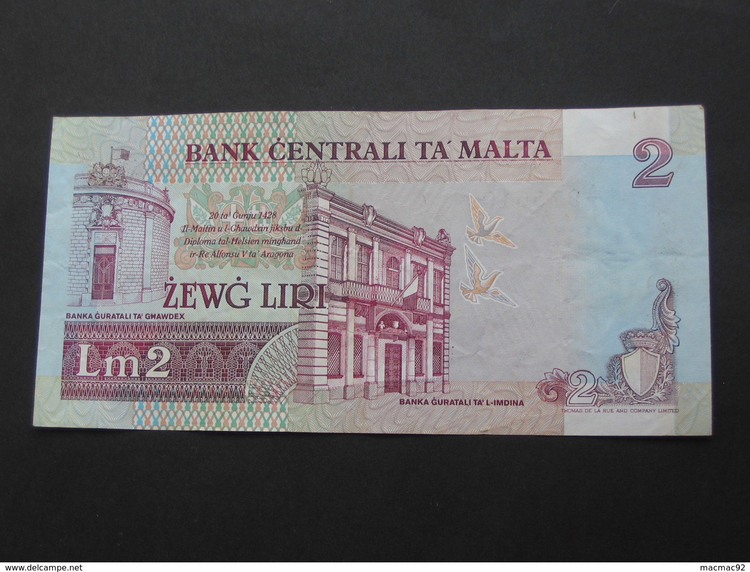 MALTE - 2 Zewg Liri 1994 - Bank Centrali Ta Malta   **** EN ACHAT IMMEDIAT  **** - Malte