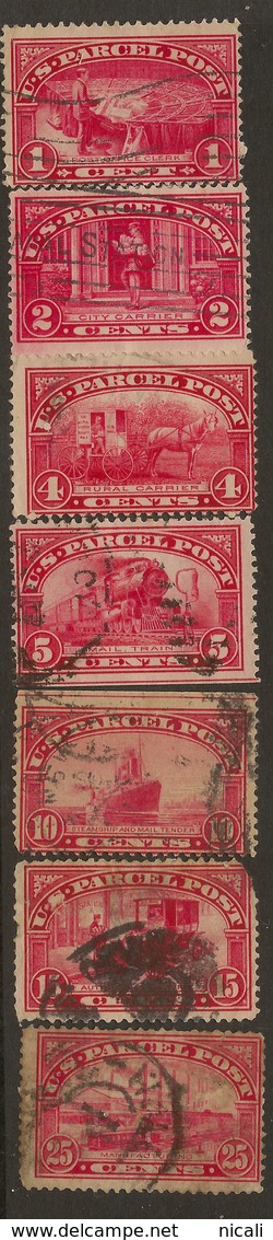 USA 1912 Parcel Post X 7 SG P423-31 U ##TJ41 - Paquetes & Encomiendas