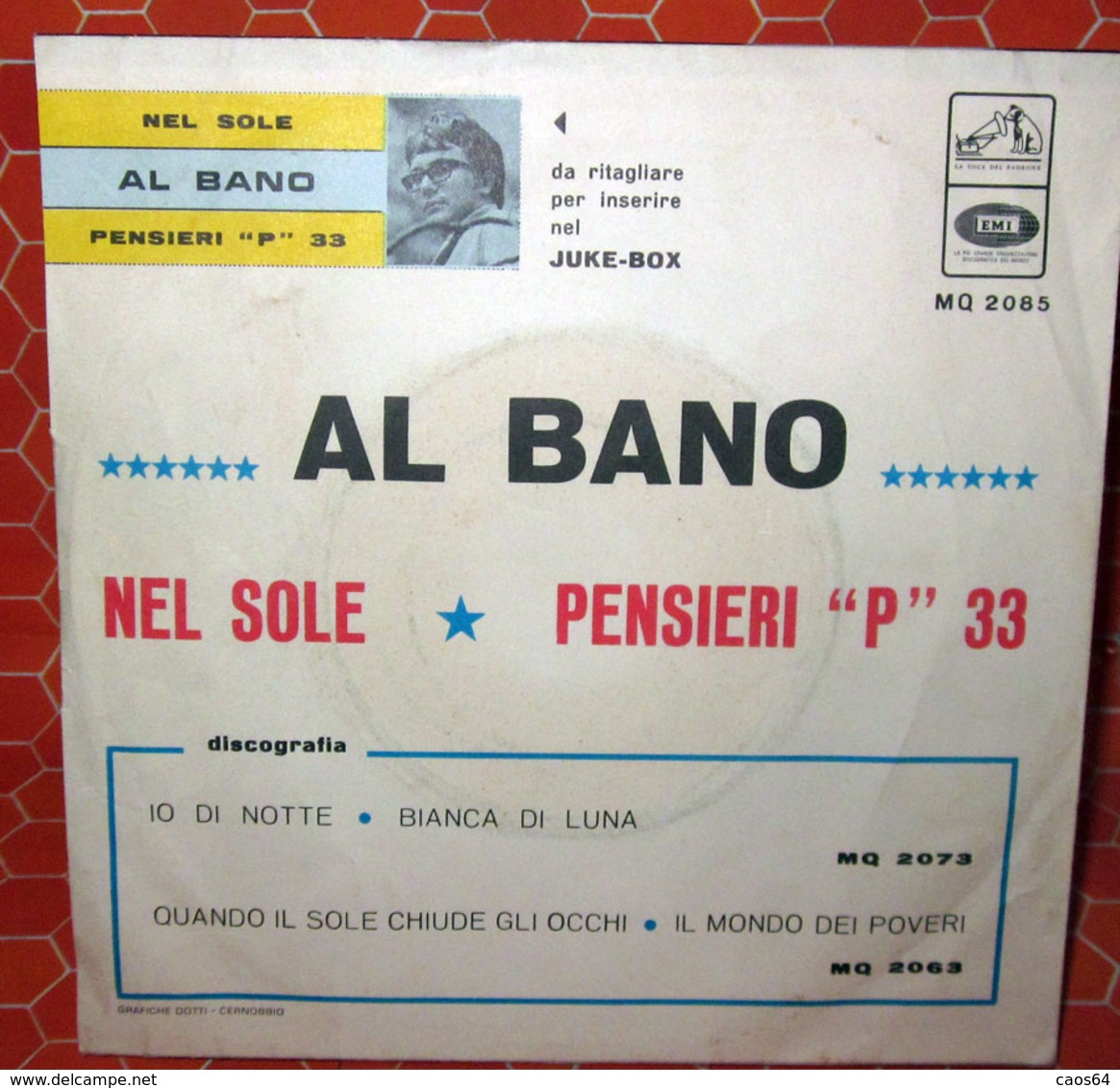 AL BANO NEL SOLE  COVER NO VINYL 45 GIRI - 7" - Accessories & Sleeves