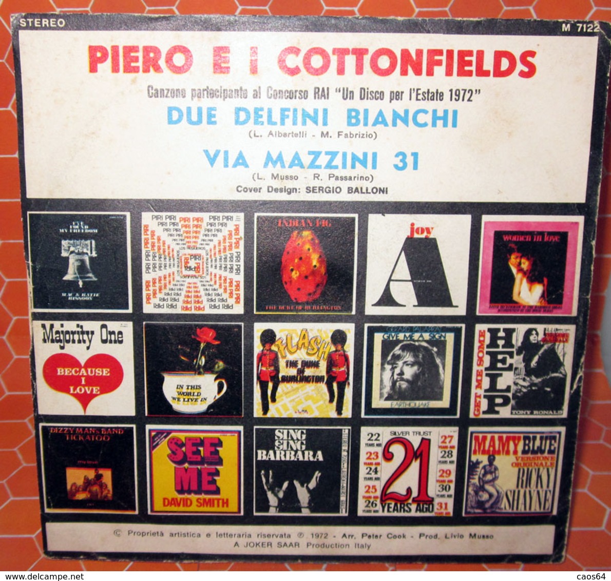 PIERO E I COTTONFIELDS DUE DELFINI BIANCHI  COVER NO VINYL 45 GIRI - 7" - Accessoires, Pochettes & Cartons