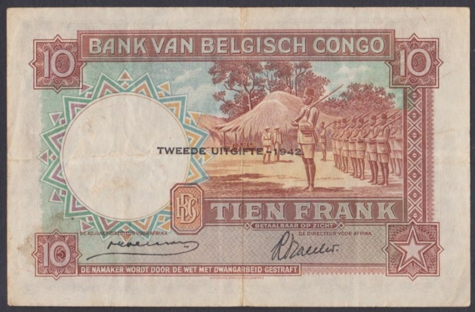 Banconota Da 10 Franchi - Banque Du Congo Belge