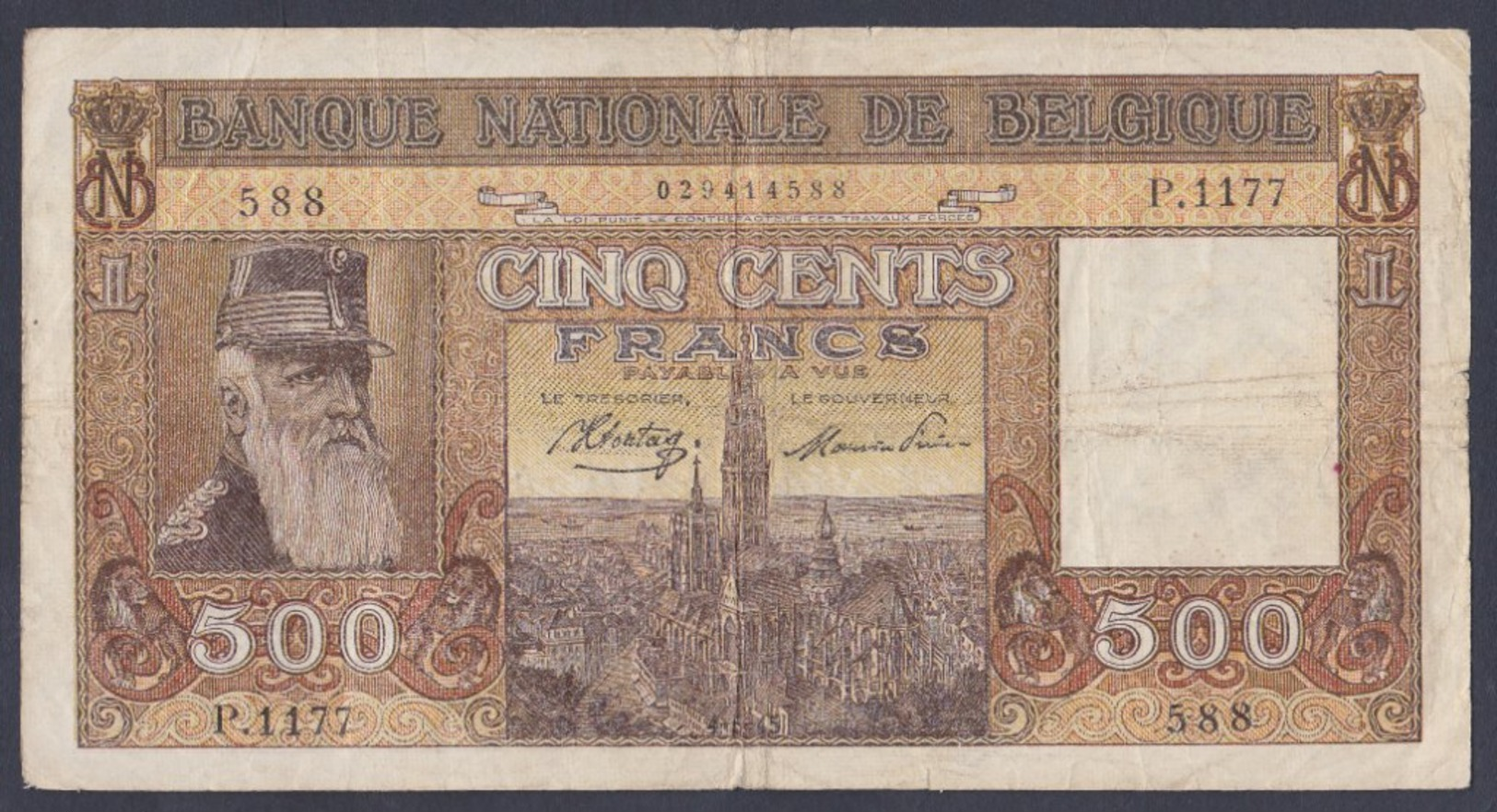 Banconota Da 500 Franchi - 500 Francs-100 Belgas