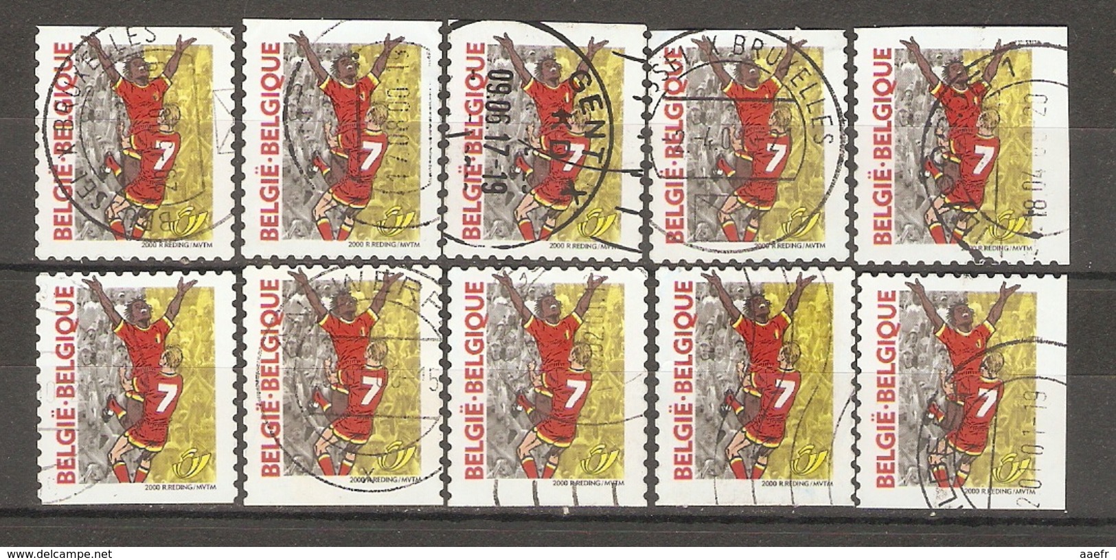 Belgique 2000 - Football - Série Complète De Carnet - Petit Lot De 10 ° - 4 Timbres Différents - Oblitérés