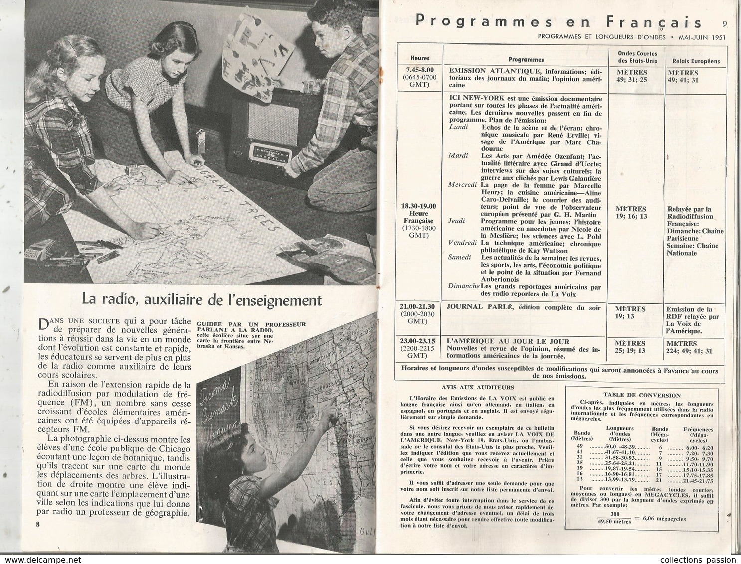 LA VOIX DE L'AMERIQUE ,1951 ,4 Scans ,programmes En Français,19 Pages , Frais Fr 1.95 E - Audio-Video