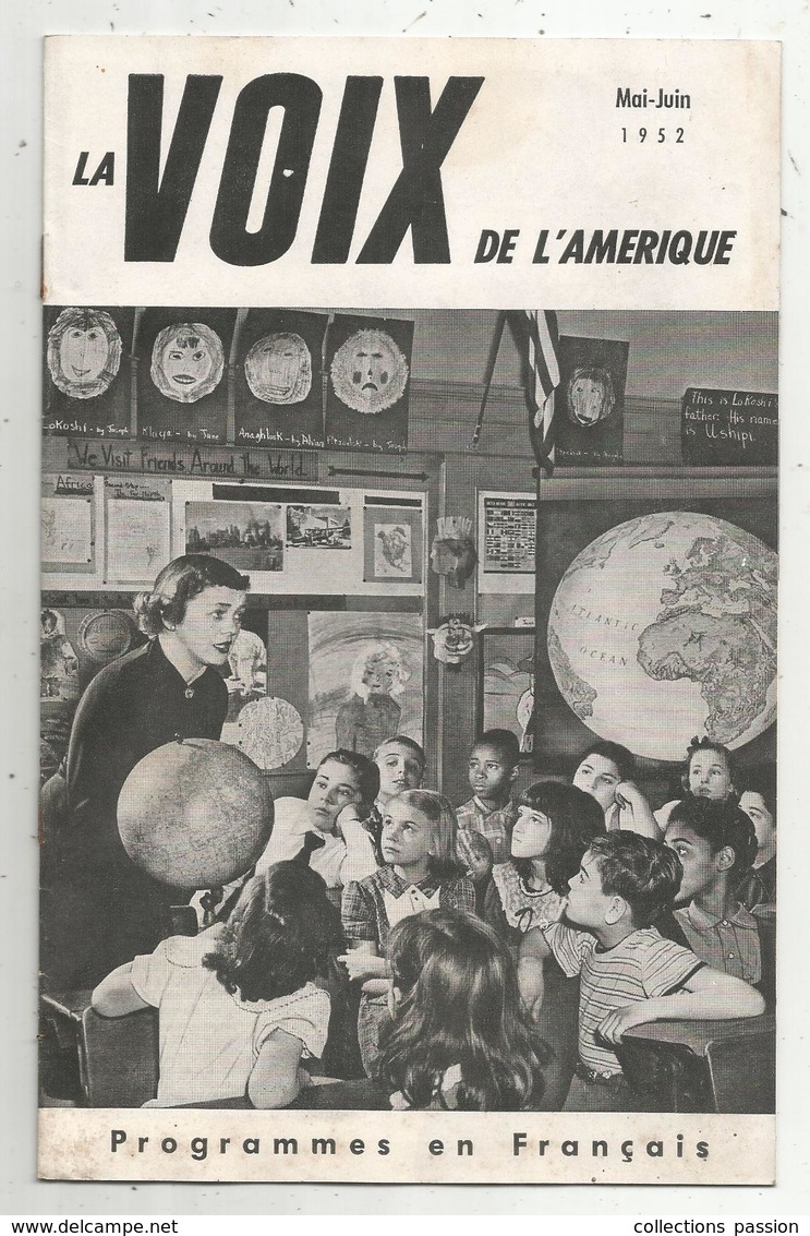 LA VOIX DE L'AMERIQUE ,1952 ,4 Scans ,programmes En Français,15 Pages , Frais Fr 1.95 E - Audio-Visual