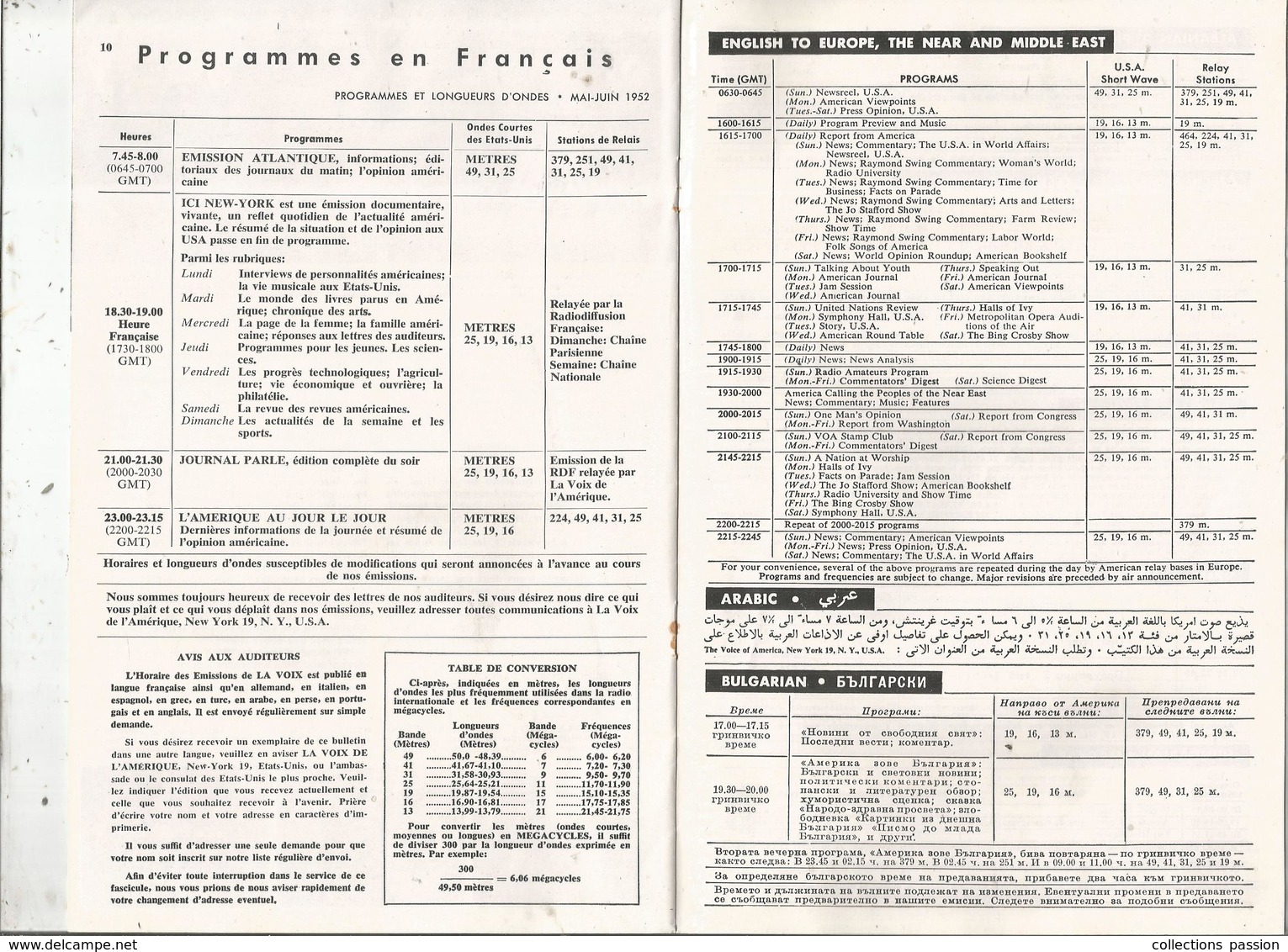 LA VOIX DE L'AMERIQUE ,1952 ,4 Scans ,programmes En Français,15 Pages , Frais Fr 1.95 E - Audio-Visual