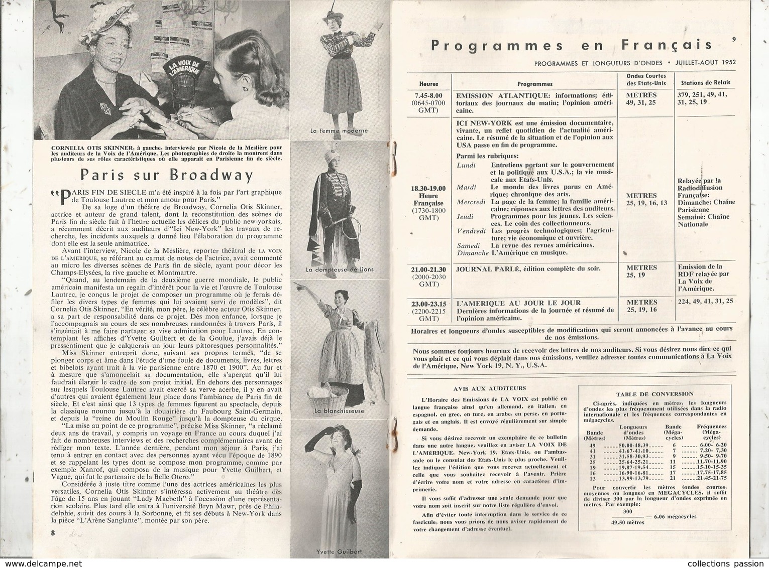 LA VOIX DE L'AMERIQUE ,1952 ,4 Scans ,programmes En Français,15 Pages , Frais Fr 1.95 E - Audio-Visual
