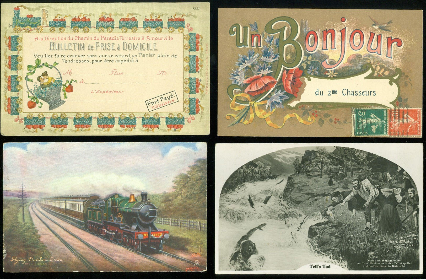 Beau lot de 60 cartes postales de fantaisie   Mooi lot 60 postkaarten van fantasie -  60 scans