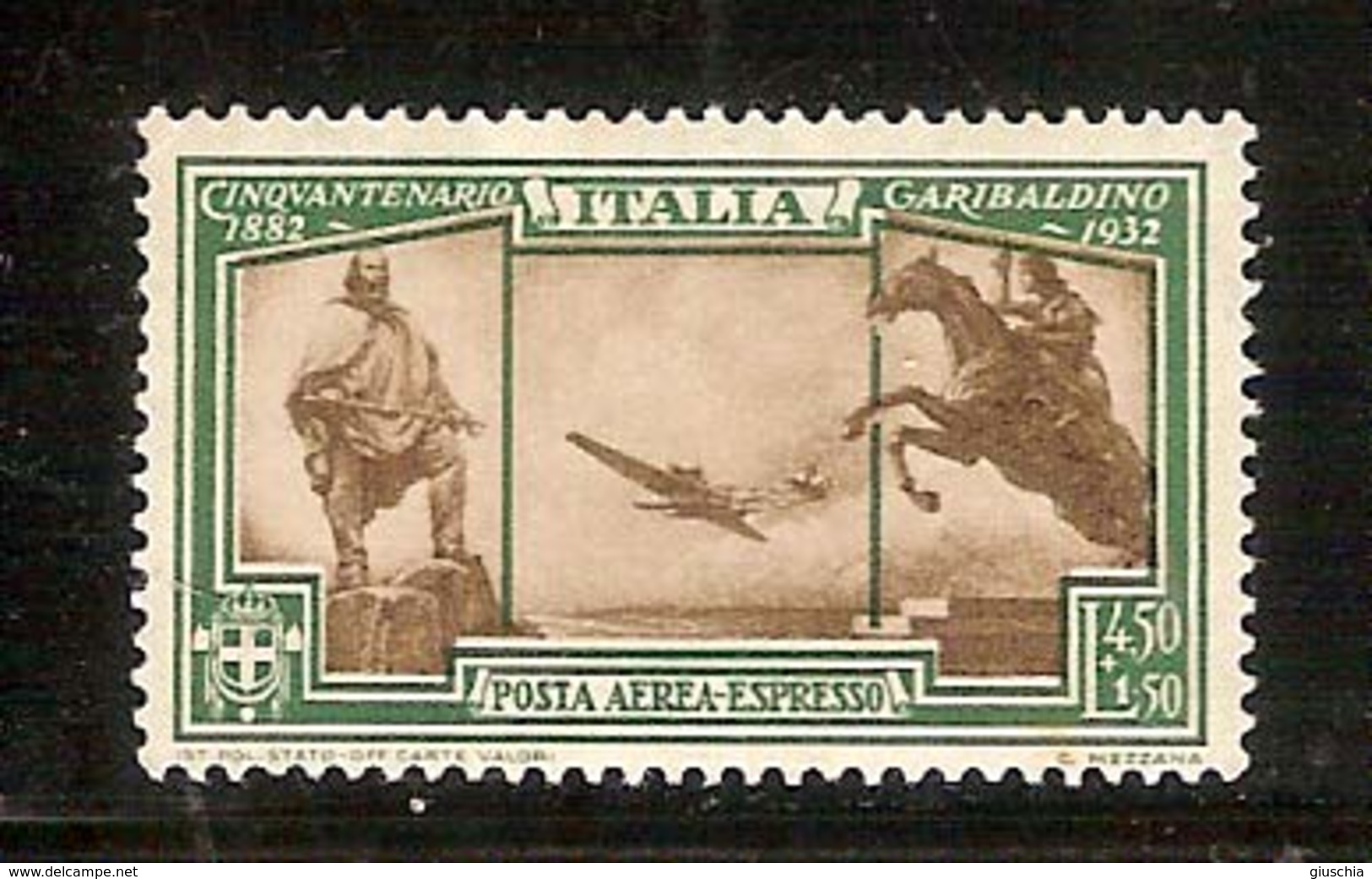 (Fb).Regno.V.E.III.Posta Aerea Espresso.1932.-Lire 4,50 + 1,50 Verde Nuovo,gomma Integra,MNH (448-15) - Airmail