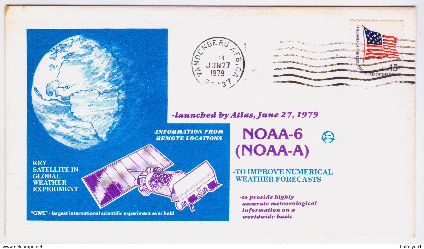 USA 1979  Satellite  NOAA-6 Launched By Atlas Commemoraitve Cover - North  America